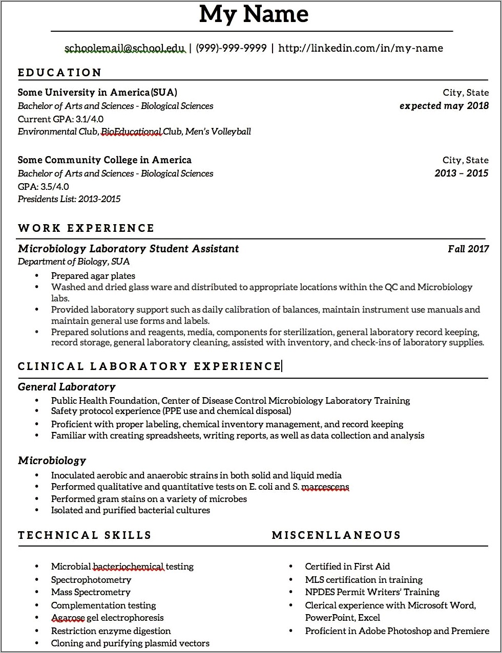 Cover Letter For Resume For Lab Technician