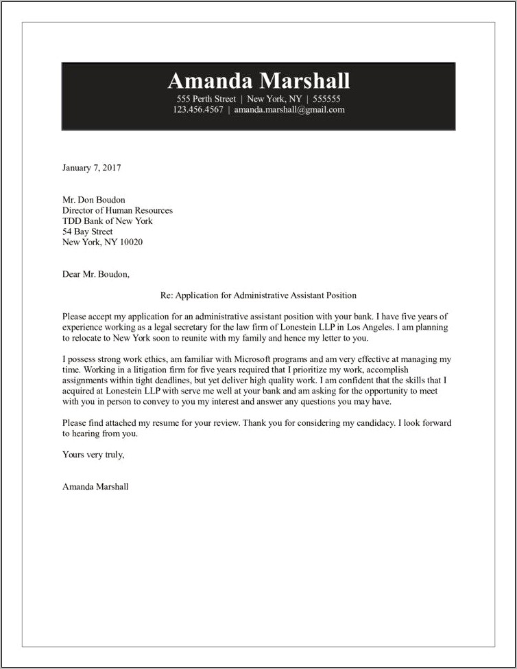 Cover Letter For Resume Legal Assistant