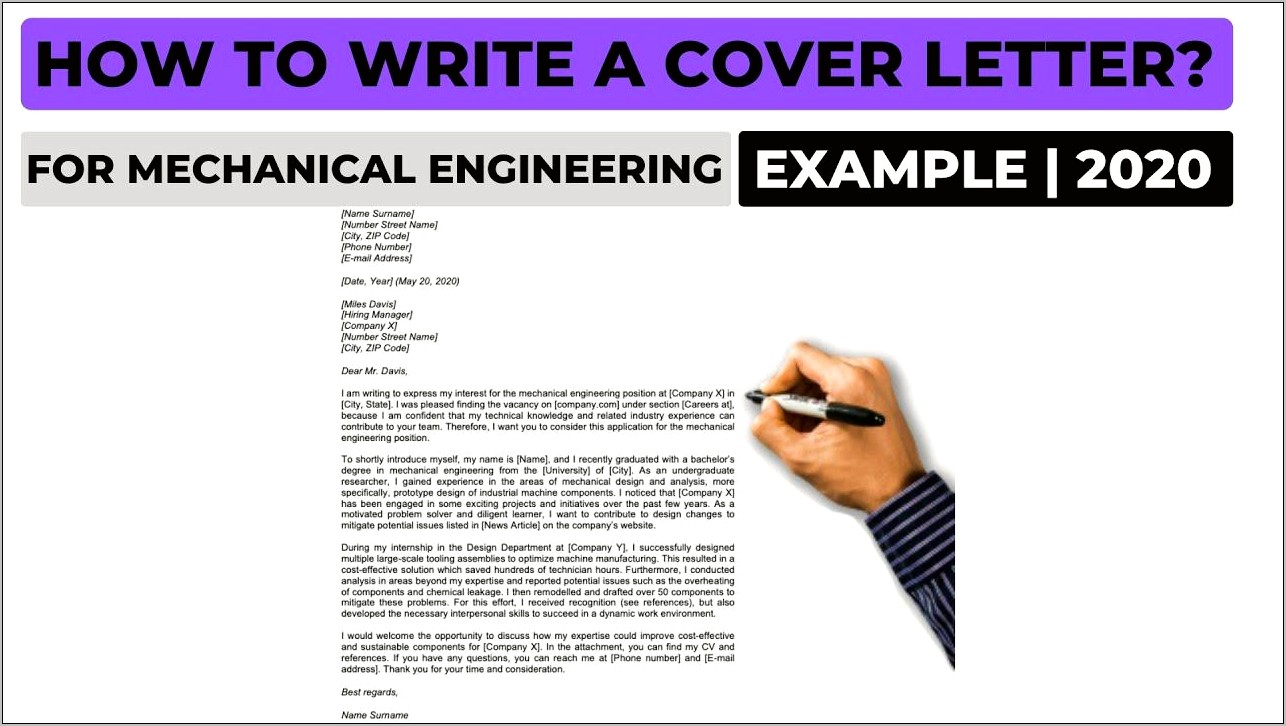 Cover Letter For Resume Mechanical Engineer Fresher