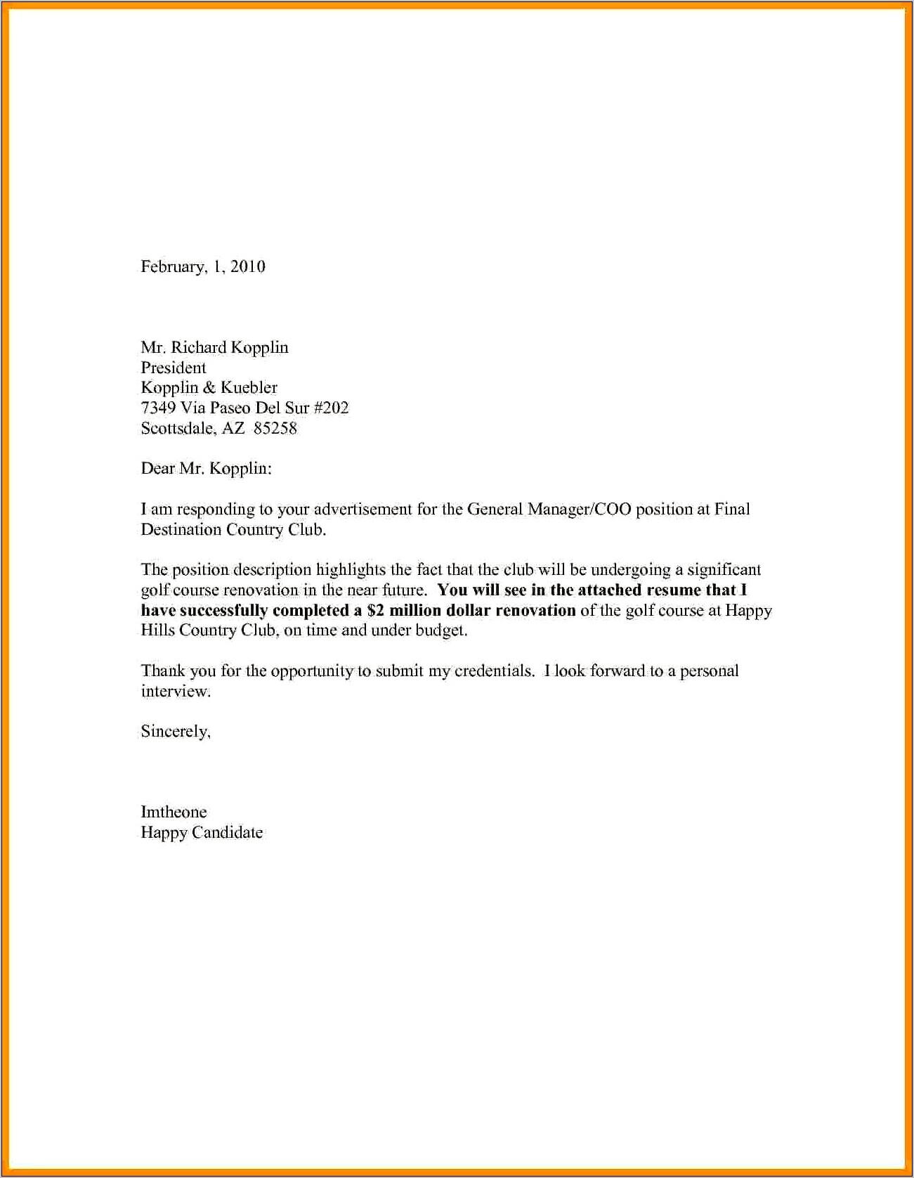 Cover Letter For Resume Pdf Template