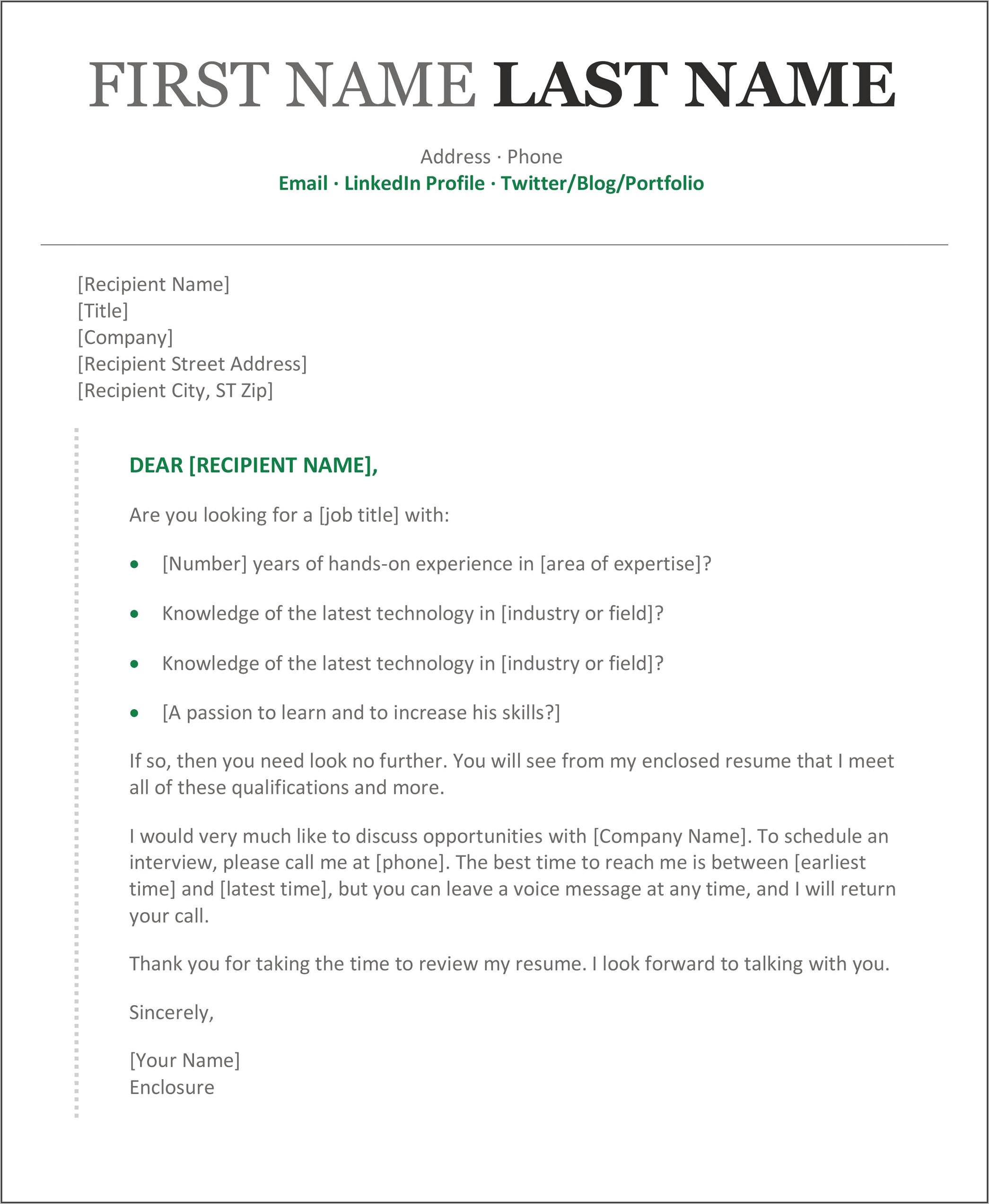 Cover Letter Format For Resume Microsoft Word