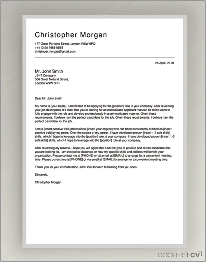Cover Letter Fro Resume Pdf Template
