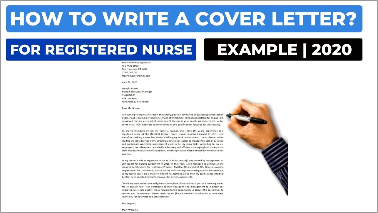 Cover Letter Of A Nurse Resume