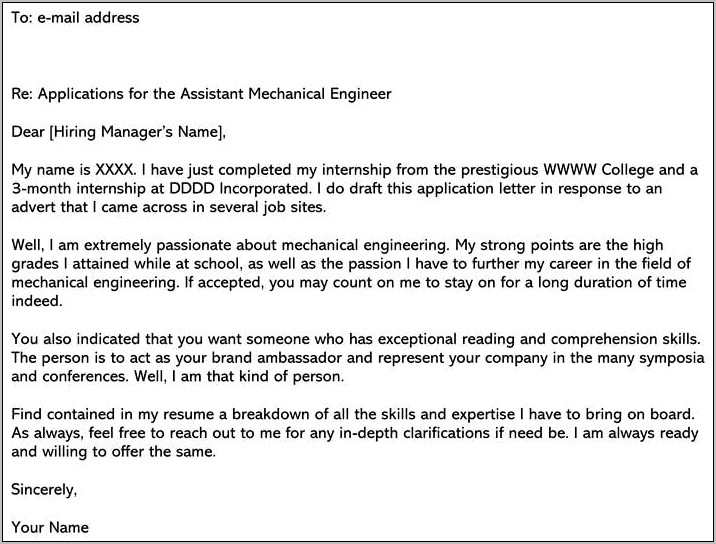 Cover Letter Sample For Engineering Resume