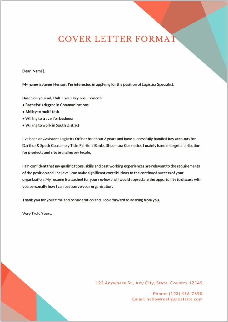 Cover Letter Samples For Resume No Name