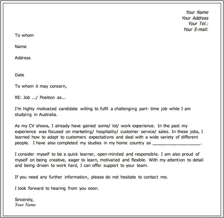 Cover Letter To Accompany Your Resume