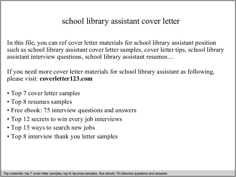 Cover Letter Wording For Resume Library Clerk