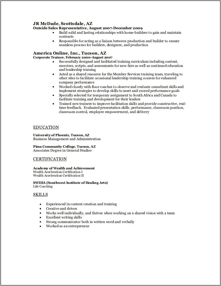 Create A Resume In Word Outside Sales Representative