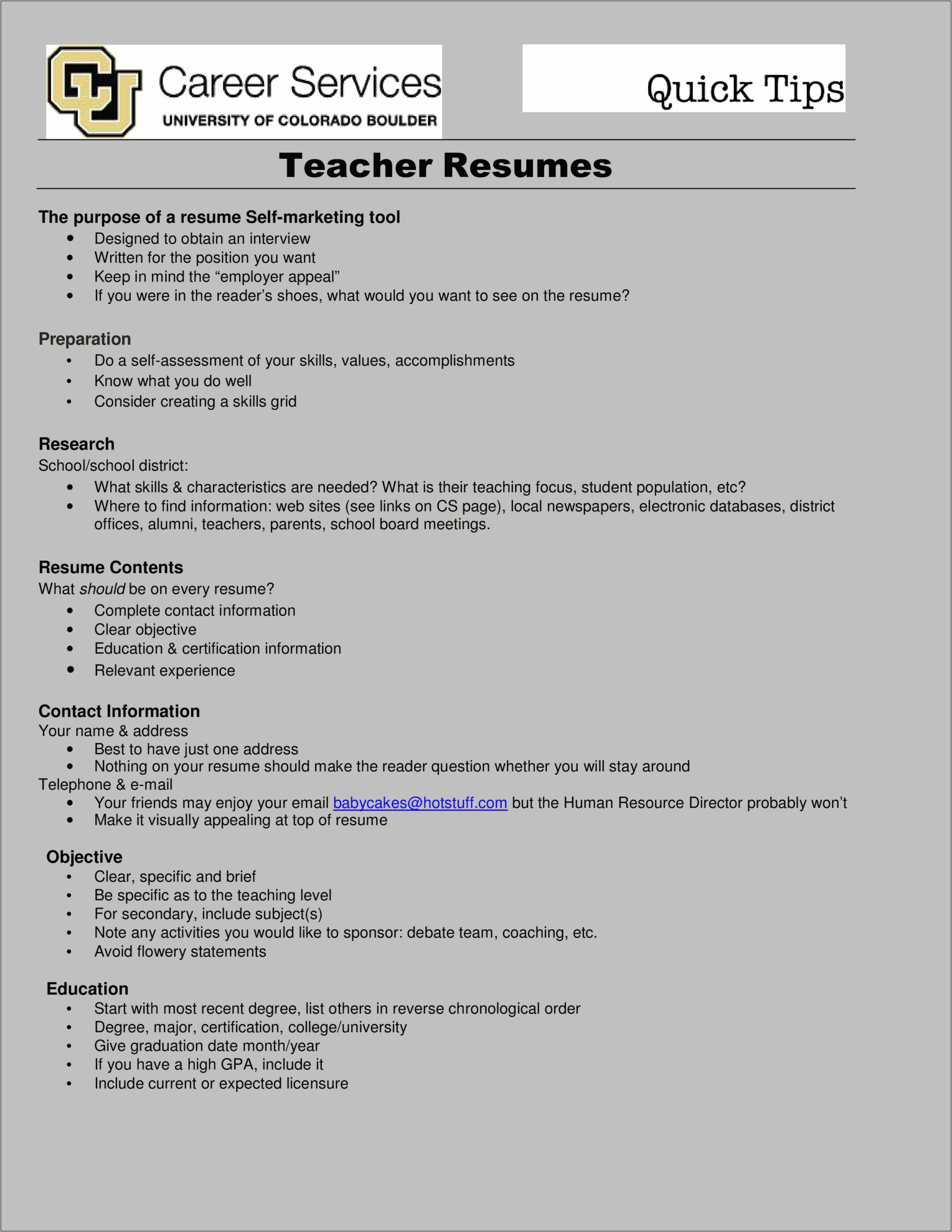 Create Resume For Teacher Job Online