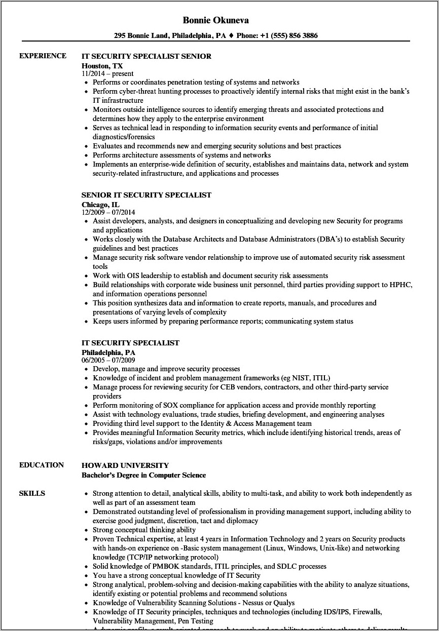 Creating A Cyber Security Resume Sample