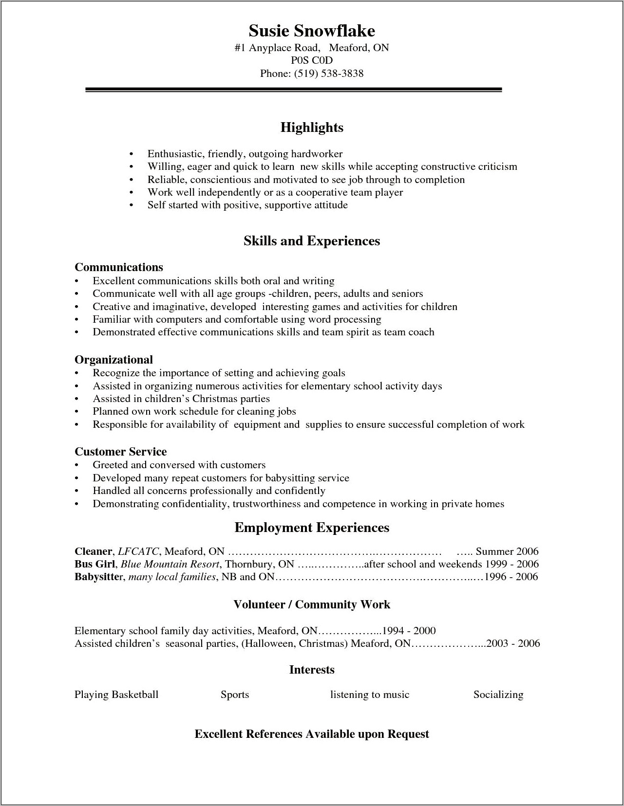 Creating A Resume As A High School Student
