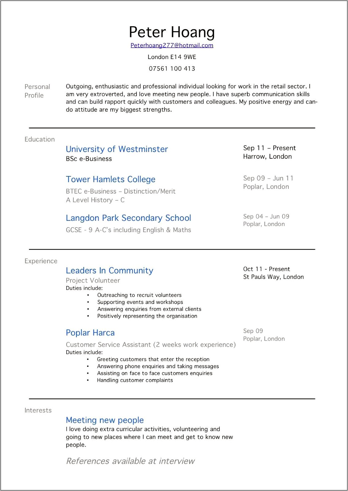 Creating A Teachers Resume With No Work Experience