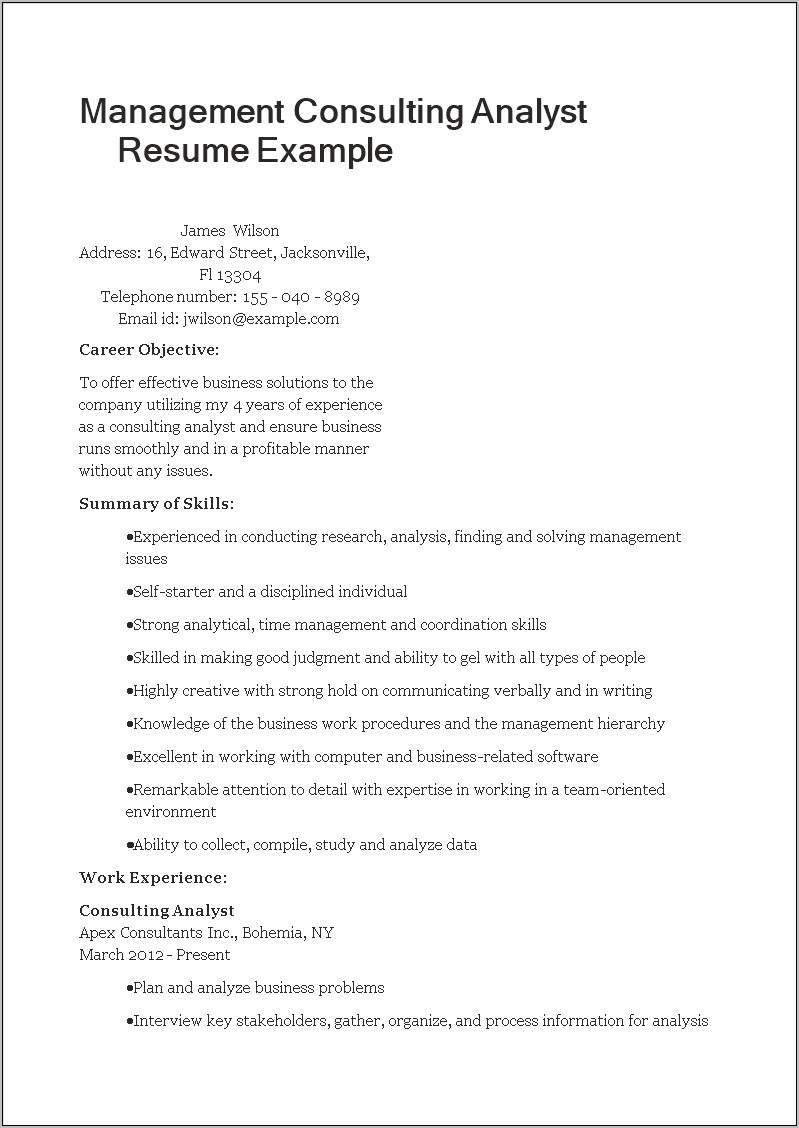 Creative And Analytical Resumes Examples