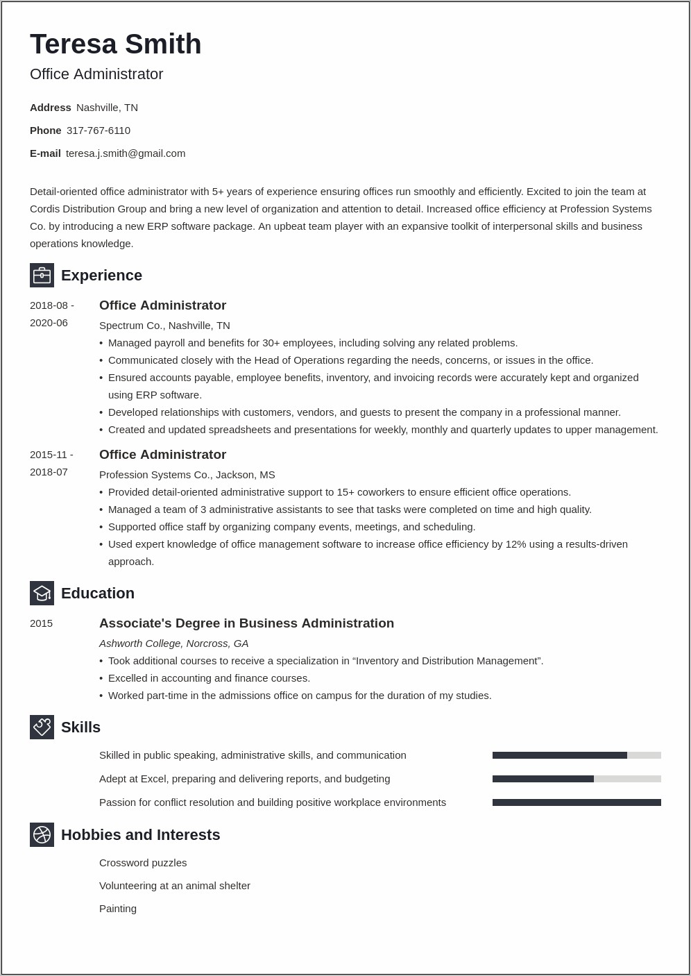 Creative Professional Format For Manager Admin Resume