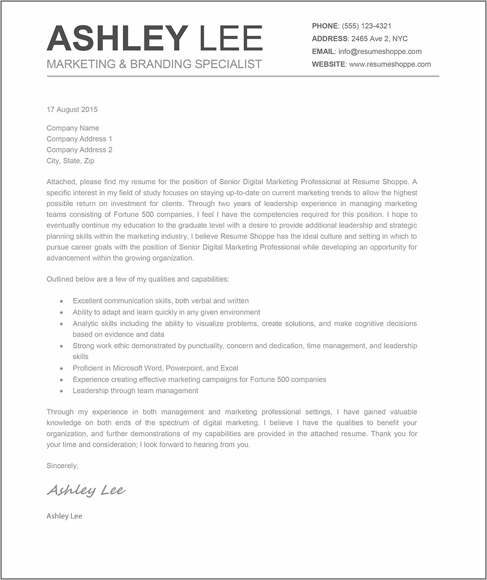 Creative Resume Cover Letter Examples