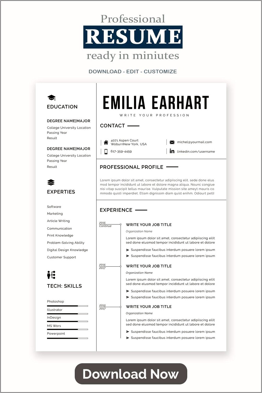 Creative Resume Template 2017 Free Download