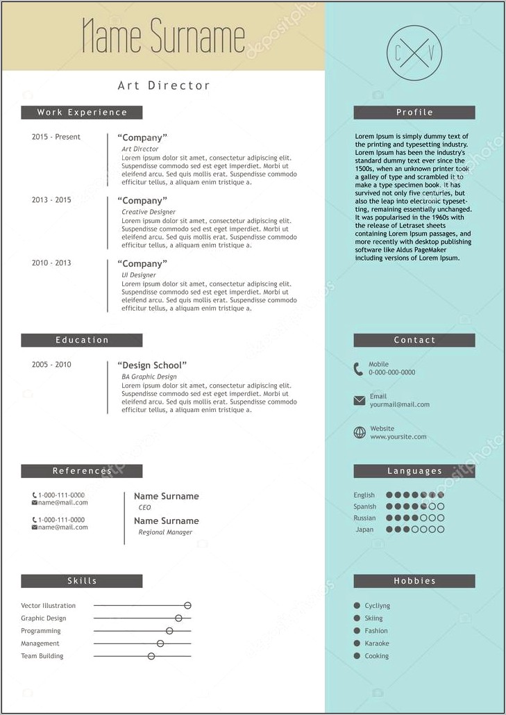 Creative Resume Templates Vector Free Download