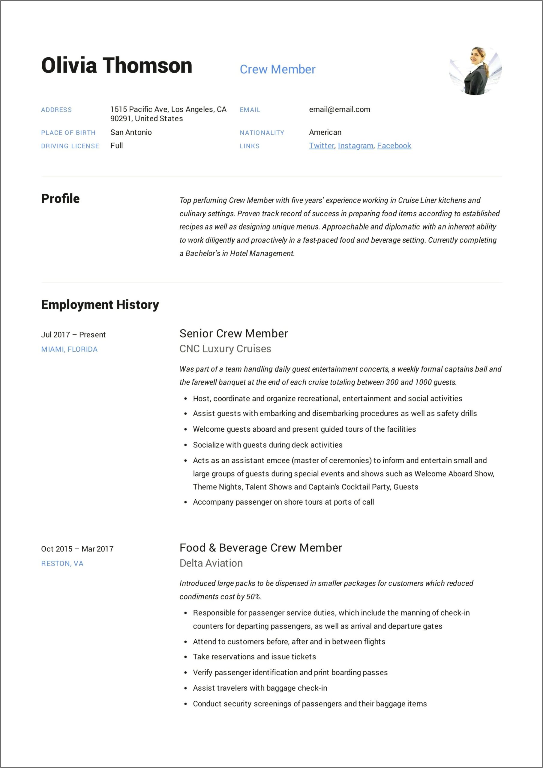 Crewing Duty Manager Resume Pdf
