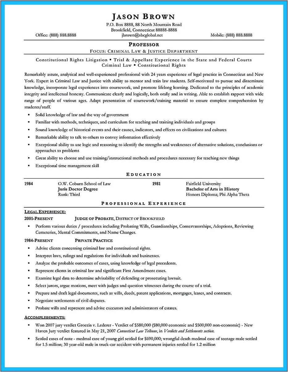 Criminal Justice Resume And Cover Letter