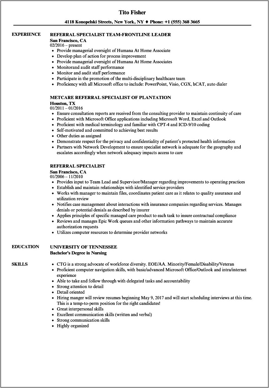 Criminal Specialist Job Description For Resume
