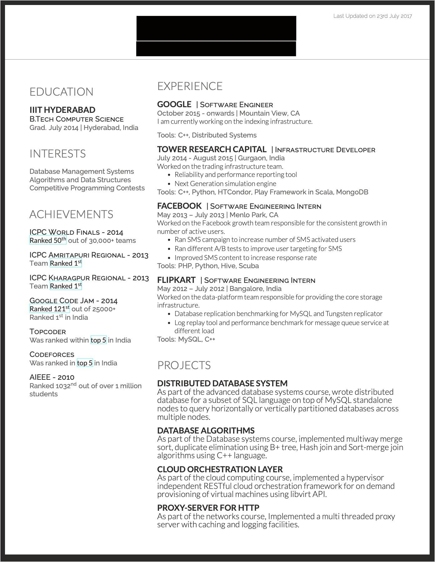 Cs Student Resume Where To Put Competitions