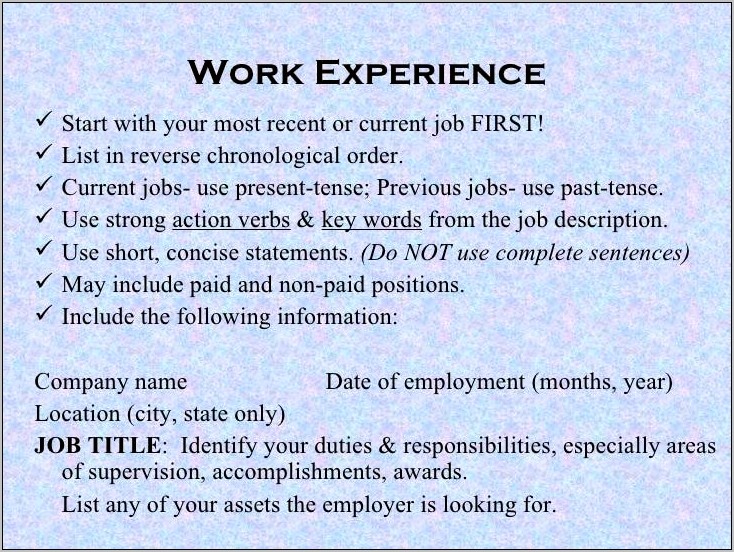 Current Job On Resume Past Or Present Tense