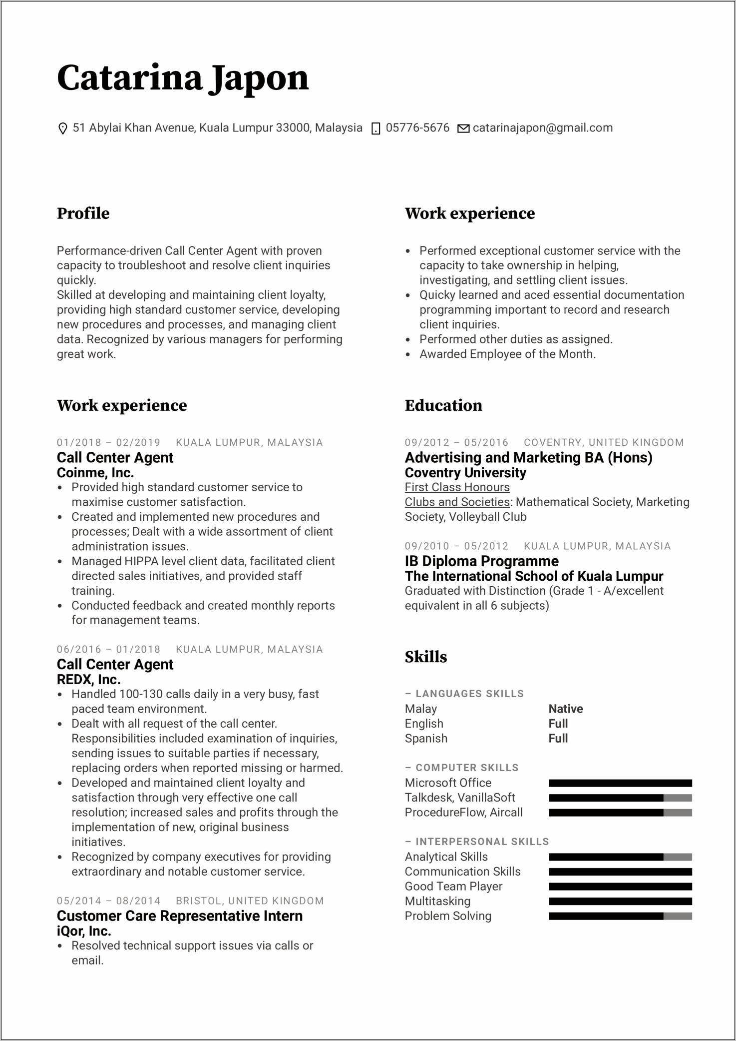 Customer Service And Sales Certification Wording On Resume
