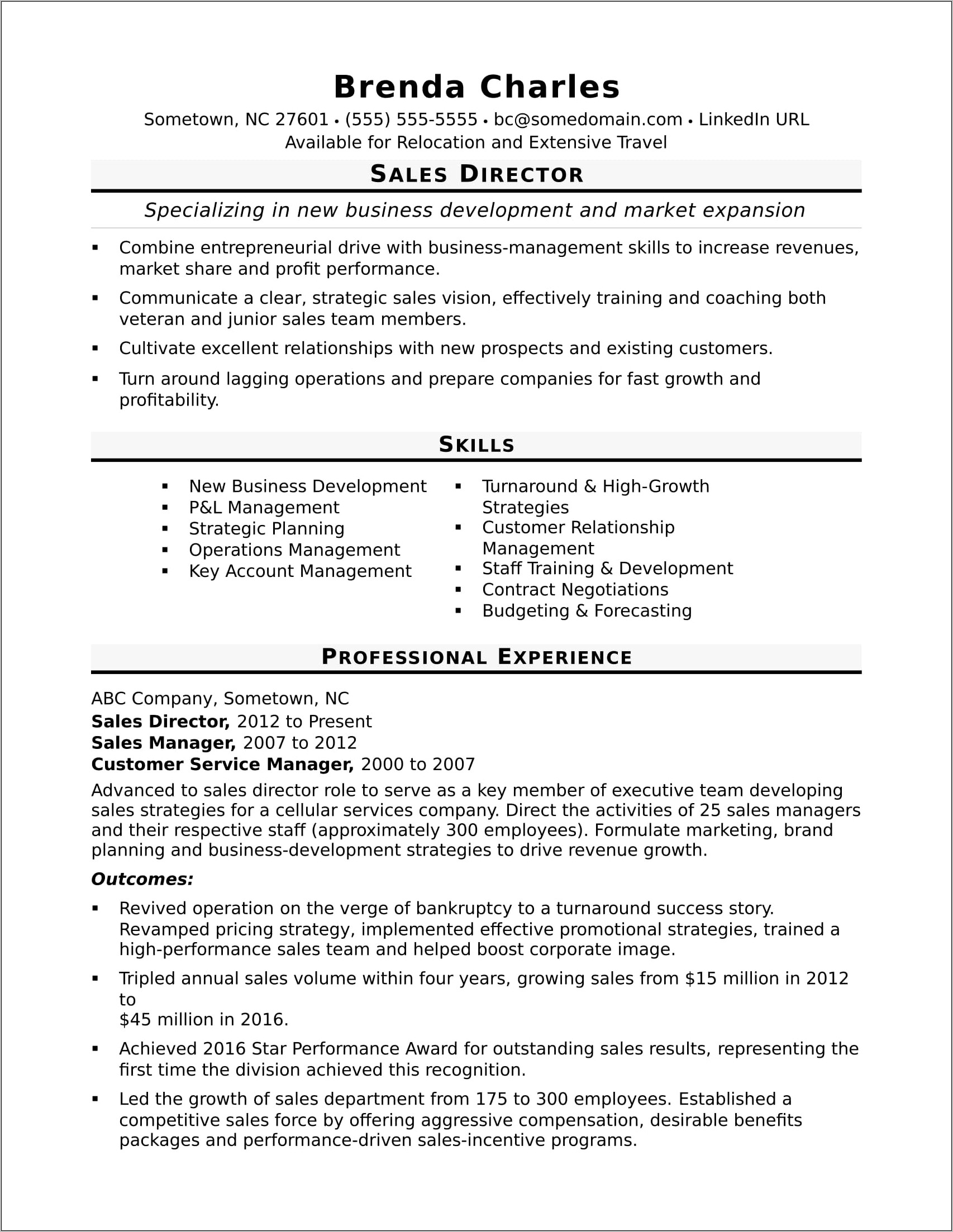 Customer Service And Sales Resume Template