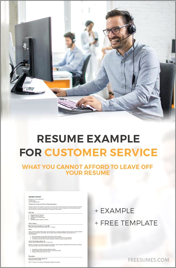 Customer Service Job Description Resume Examples