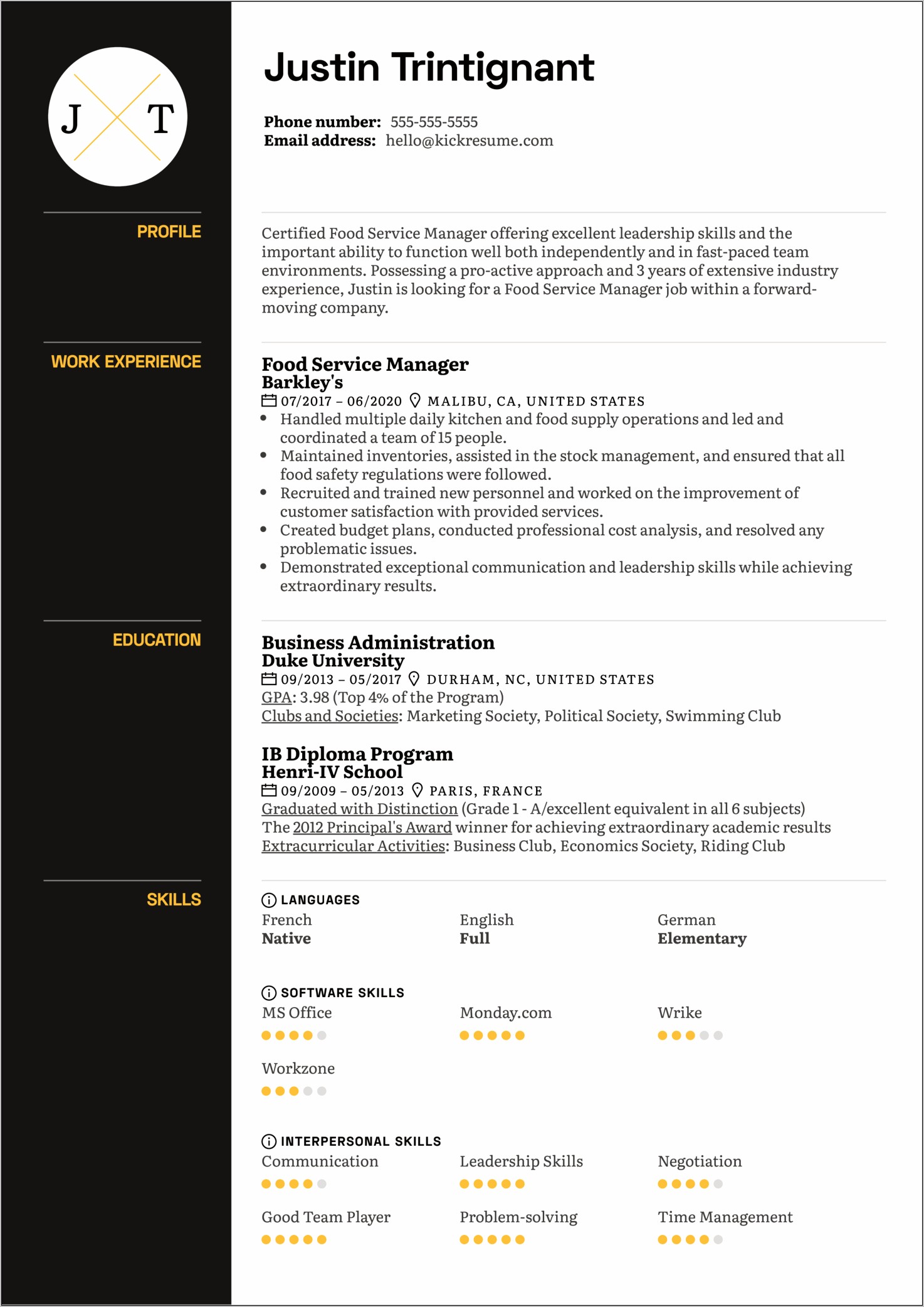 Customer Service Manager Resume 2017