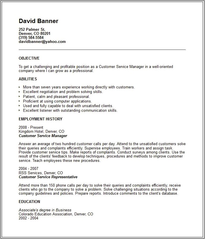 Customer Service Manager Tips For A Resume Examples