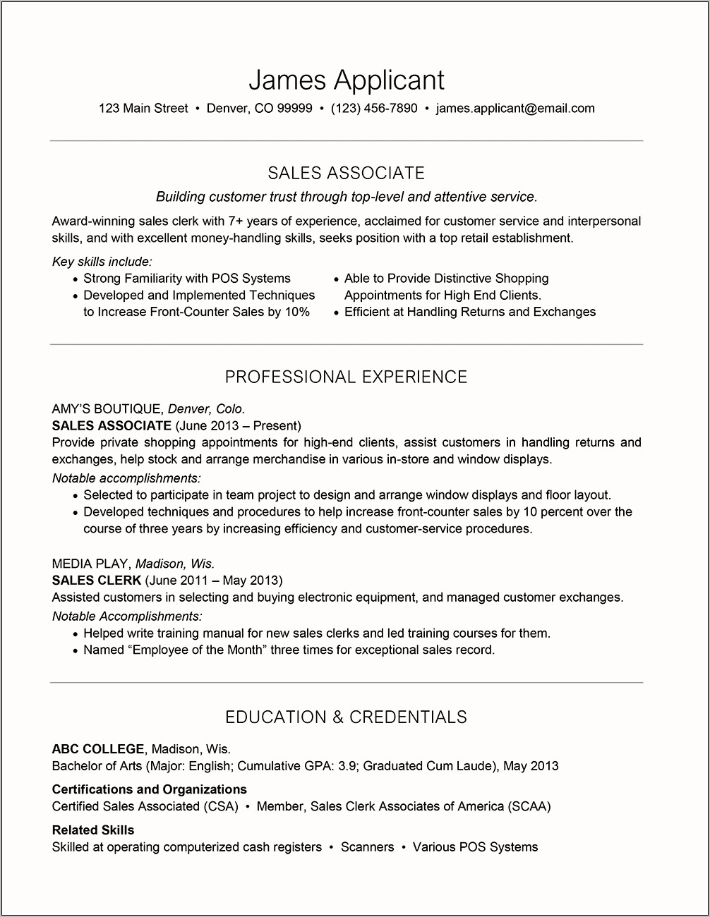 Customer Service Profile Examples For Resumes