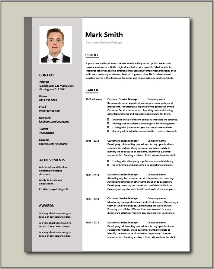 Customer Service Resume Example With Achievements