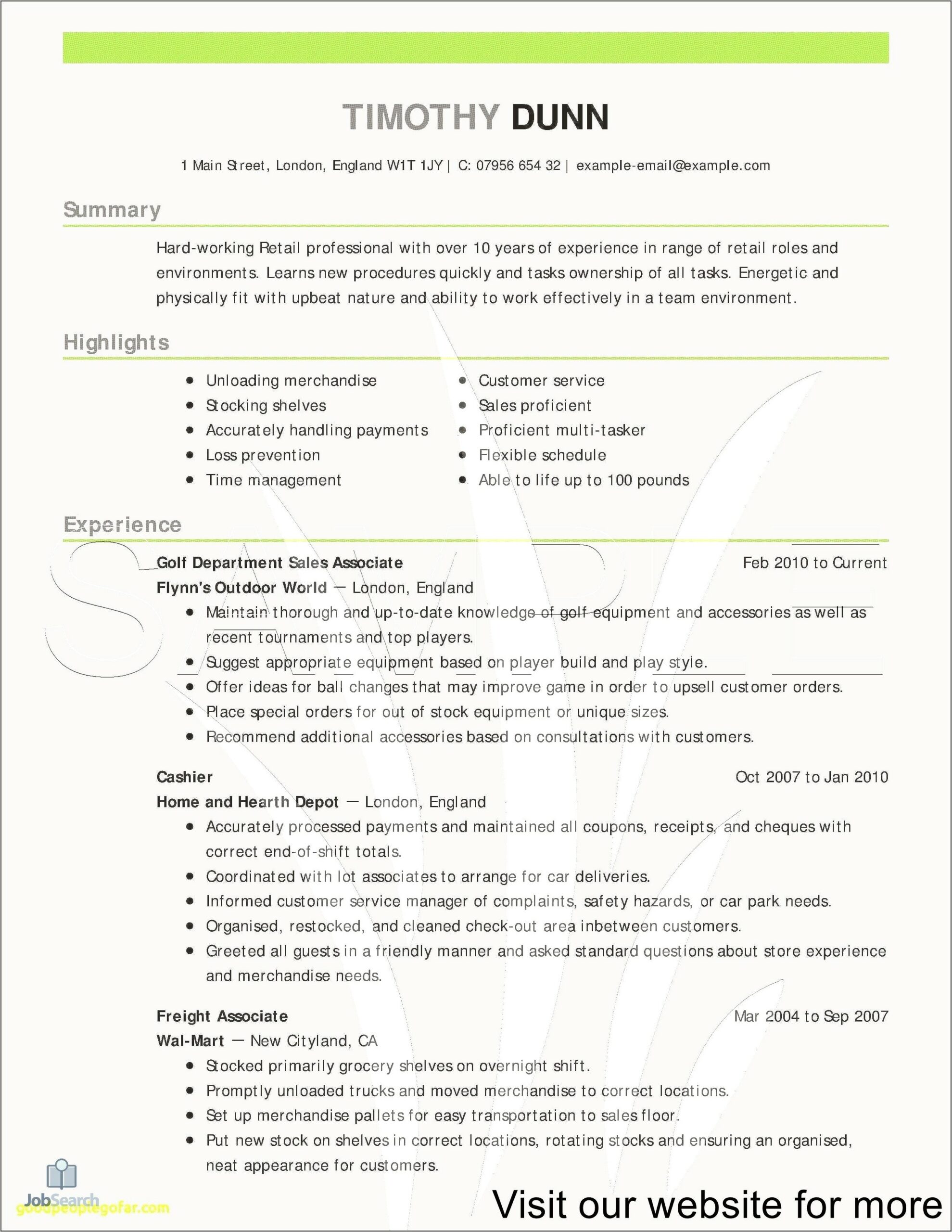 Customer Service Work From Home Resume Sample