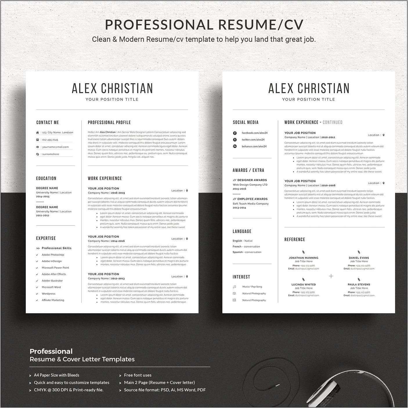 Customizable Professional Resume Free Template Download