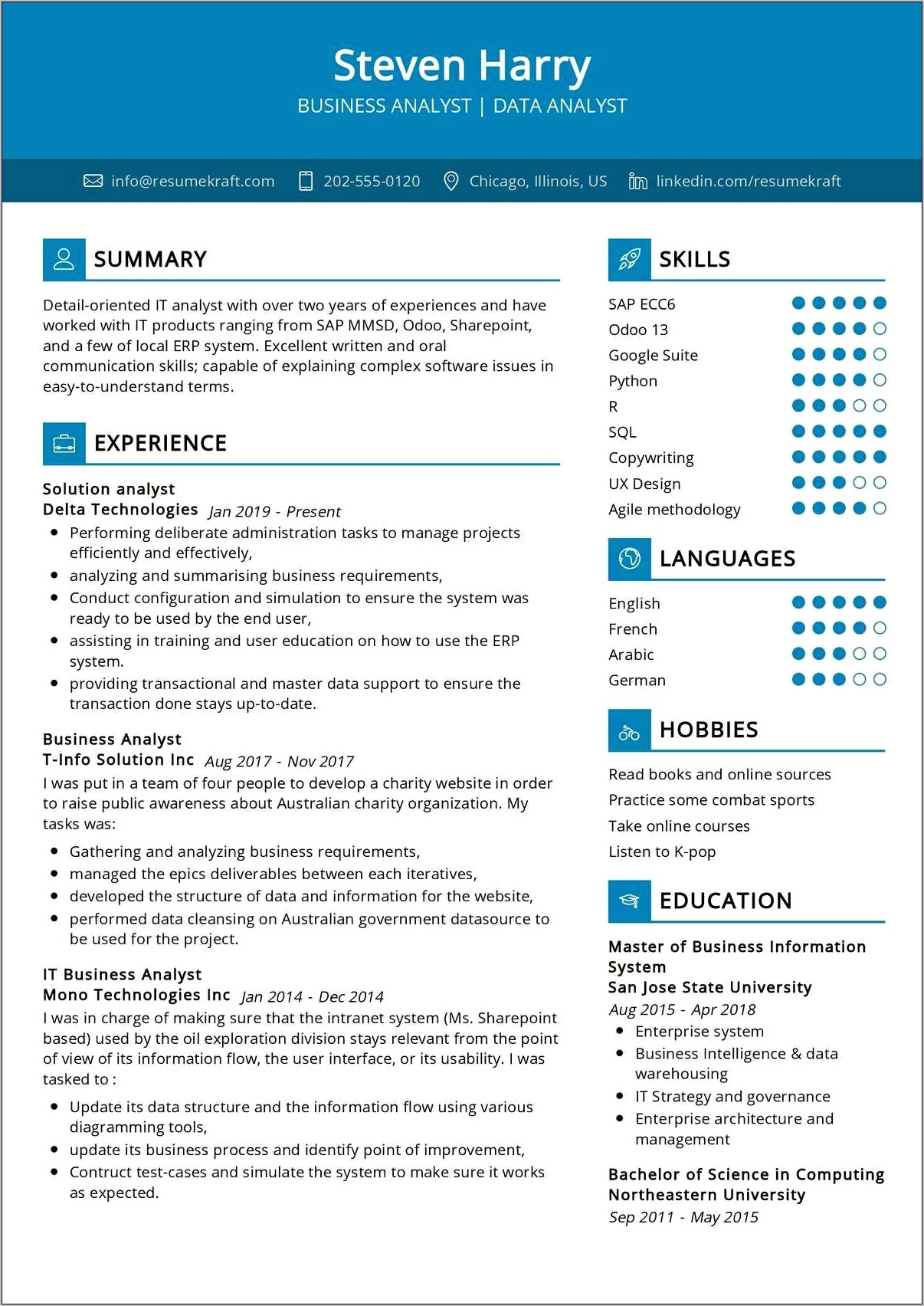 Data Analyst Soft Skills Resume
