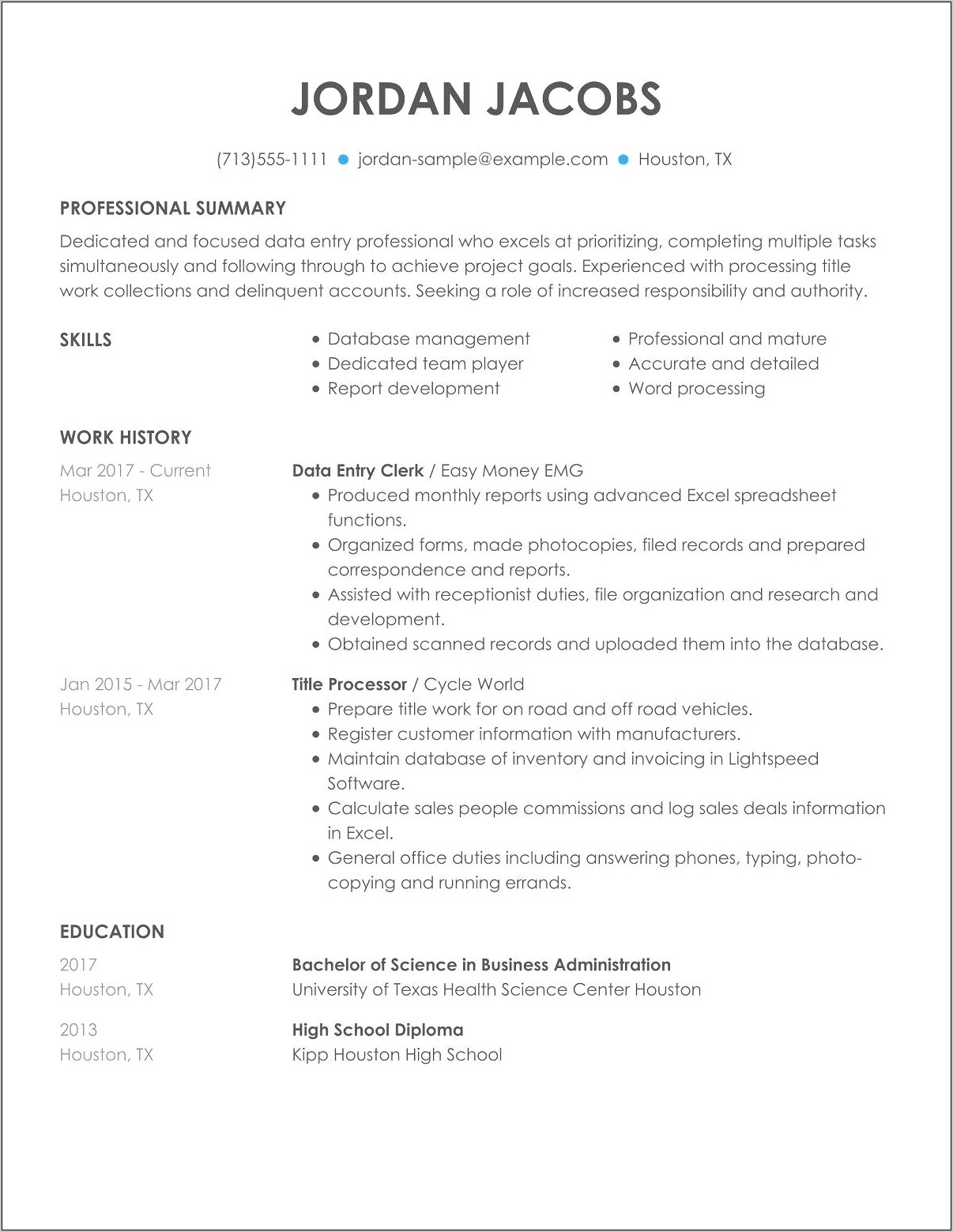 Data Collection Data Analysis Resume Objective