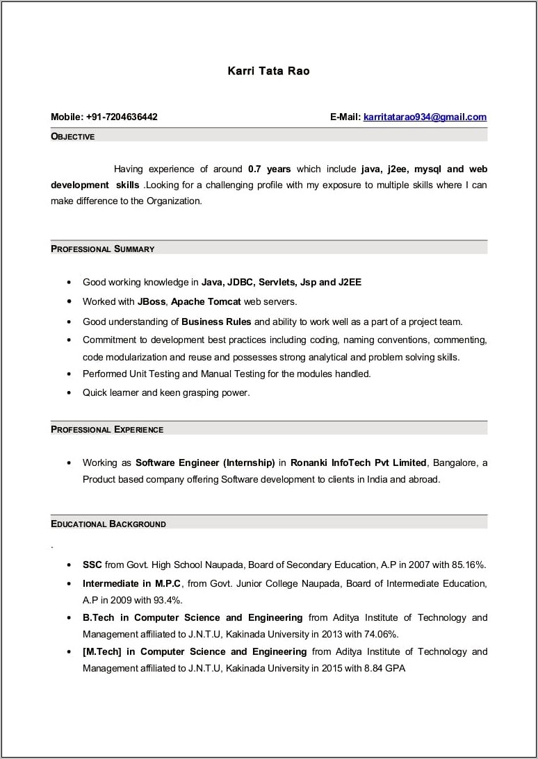 Dba Resume Sample For 3 Year Experience