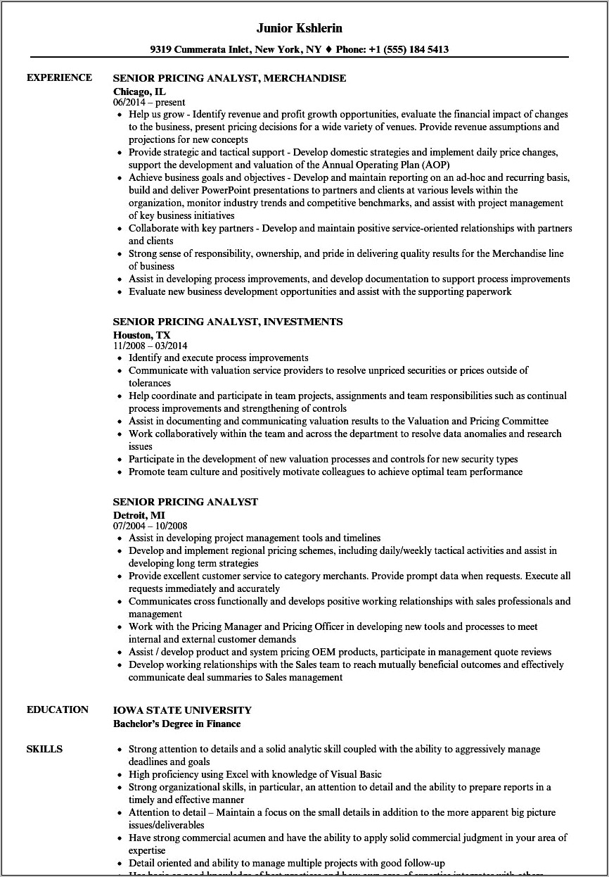 Dcma Contract Price Cost Analyst Resume Examples