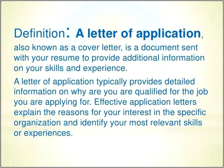 Definition Of Resume And Application Letter