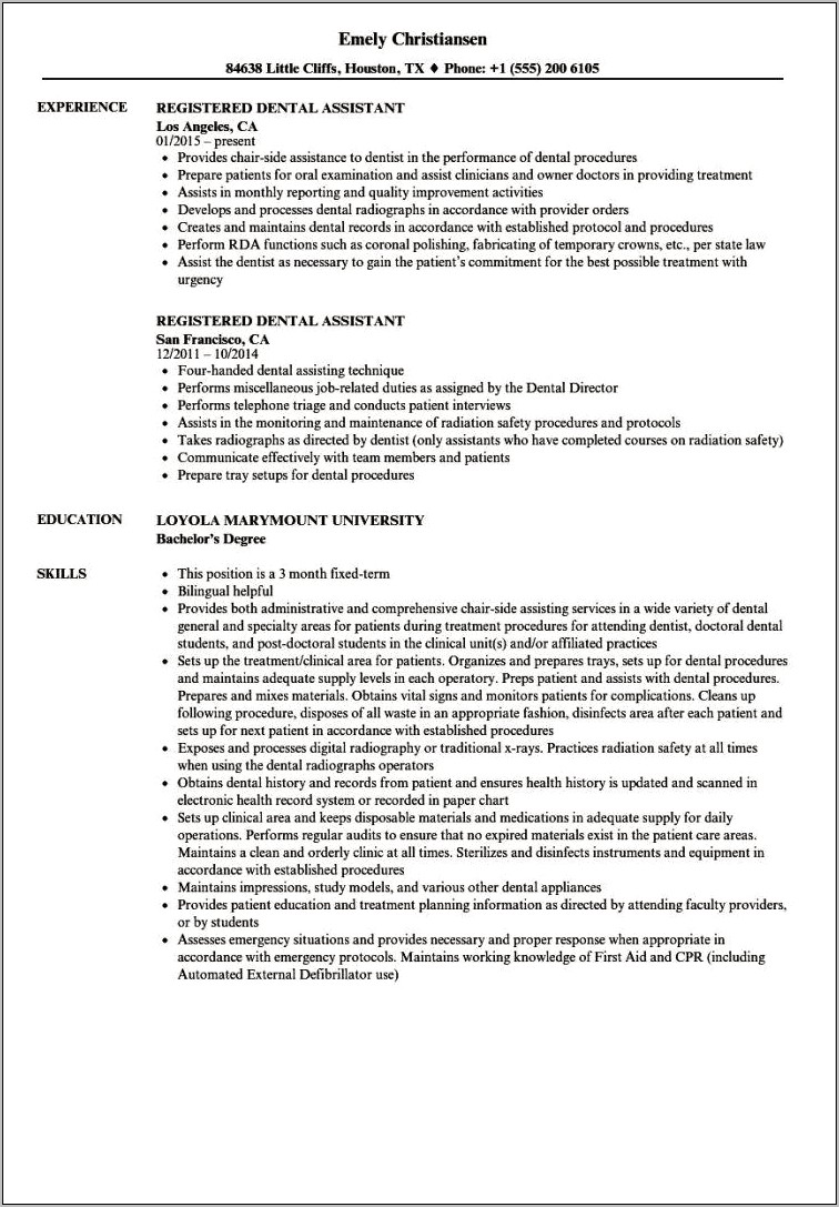 Dental Assistant Oral Surgery Resume Objective