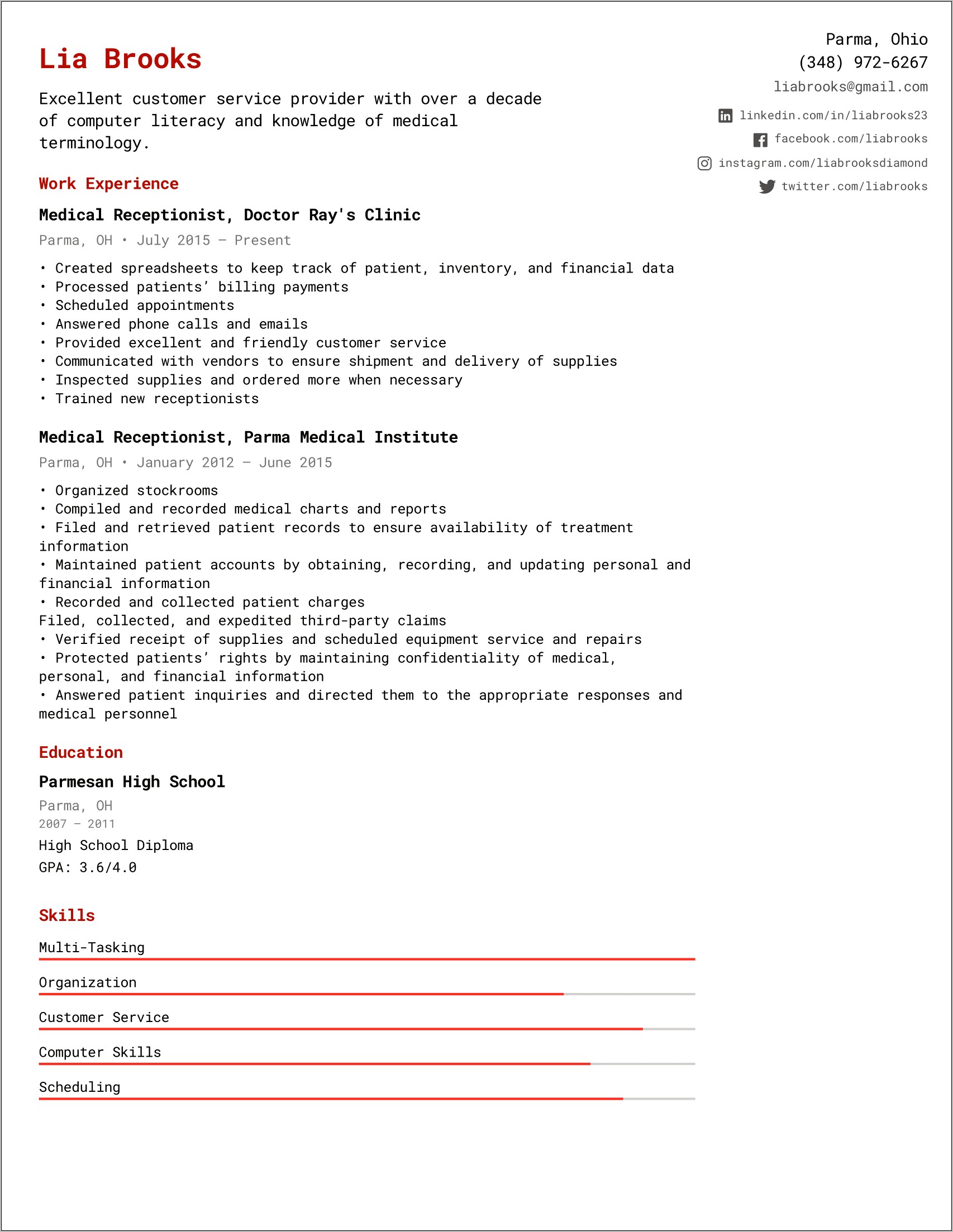 Dental Front Office Resume Examples