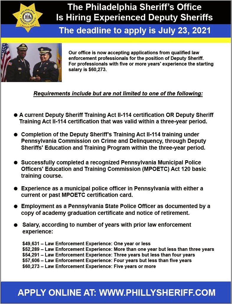 Deputy Sheriff Job Description For Resume