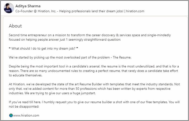 Describe Experience In Linkedin From Resume