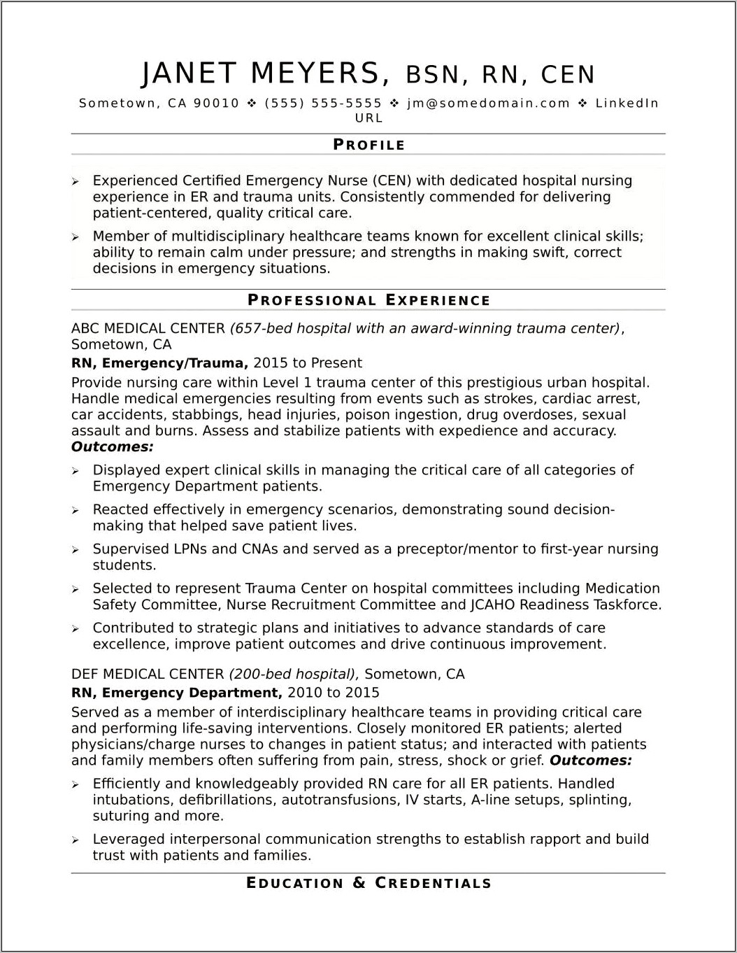 Description Points For Clinical Experience On A Resume