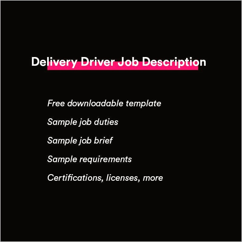 Descriptive Words For Resume Piza Delivery Driver
