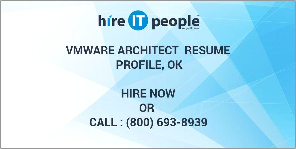 Design Or Architecture Experience Around Vmware Resume Examples