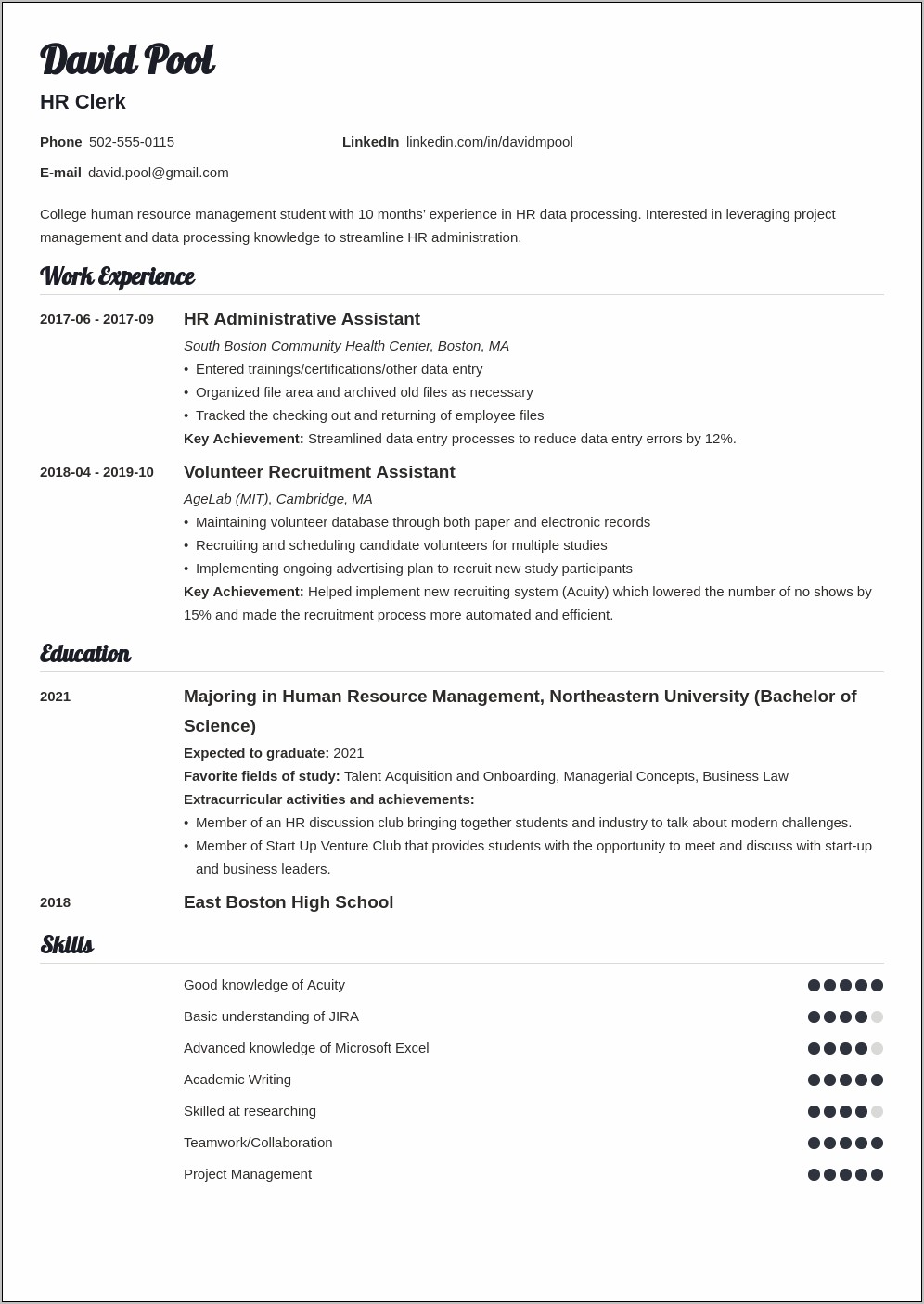 Difference Between College Resume And Job Resume