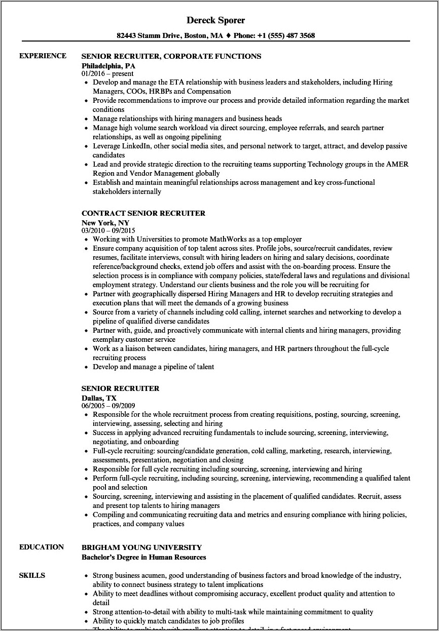 Different Resume For Recruiter Or Hiring Manager