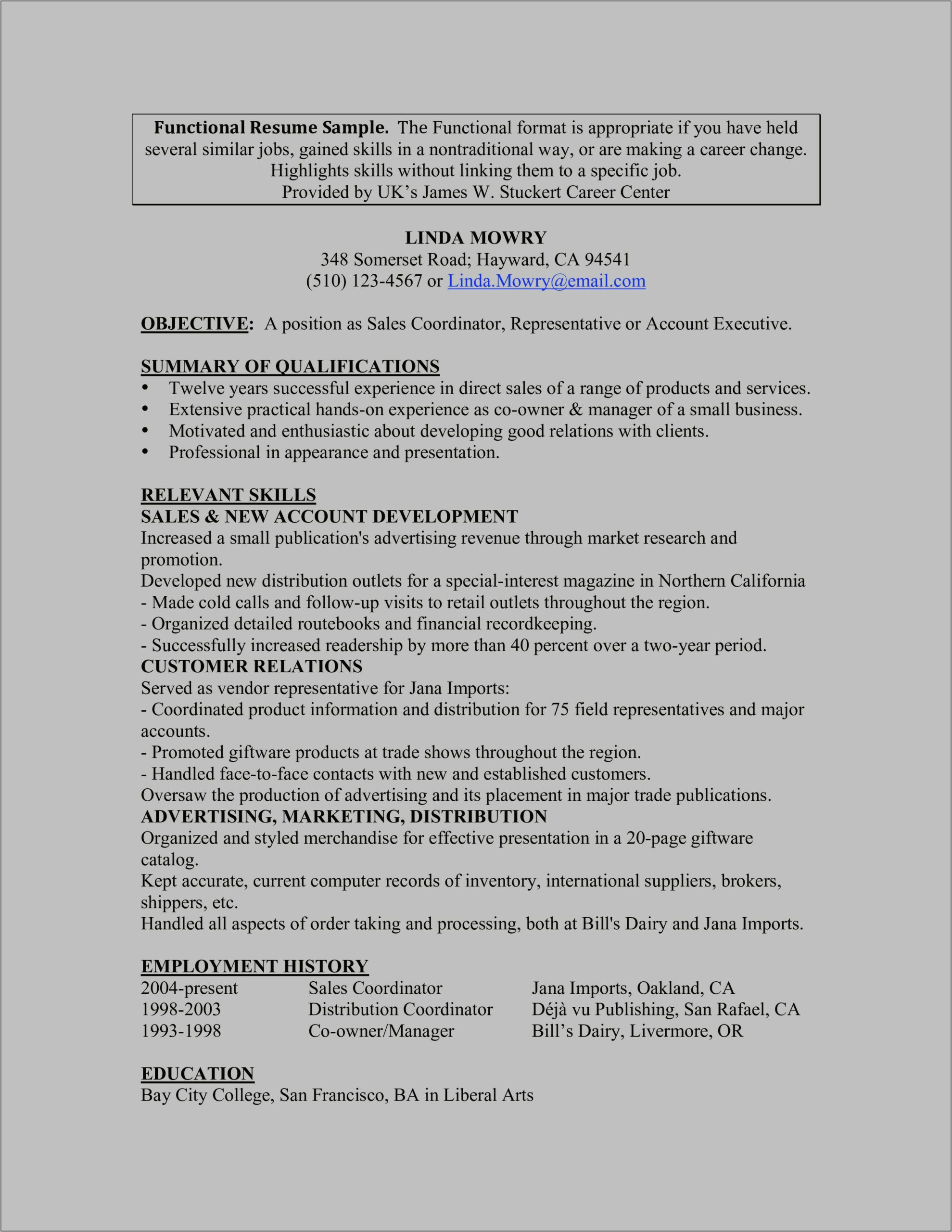 Direct Sales Job Description For Resume